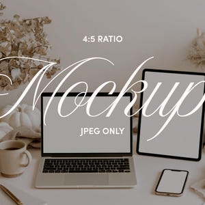 Device Mockup, Fall MacBook iPad iPhone Mockup, Neutral Autumn Workspace, Mobile Website Mockup, Digital Product Display, Commercial Use FC