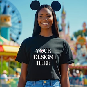Theme Park Shirt Mockup: Black Bella Canvas 3001 Mockup