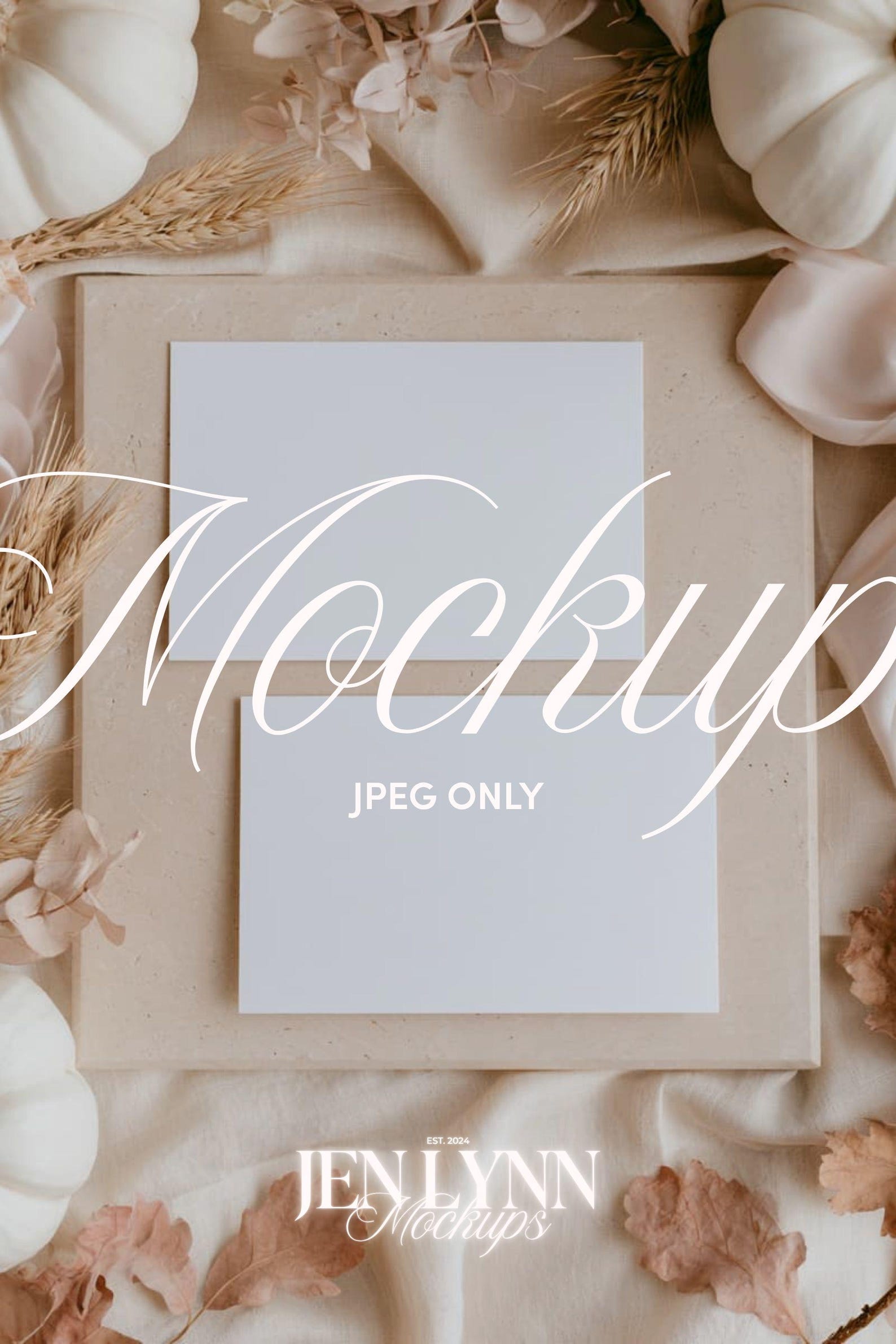 Two Card Mockup, Horizontal Card Mockup, Postcard Mockup, Neutral Paper ...