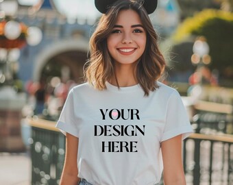 White Bella Canvas 3001 Shirt Mockup: Magic Kingdom Theme (JPEG)