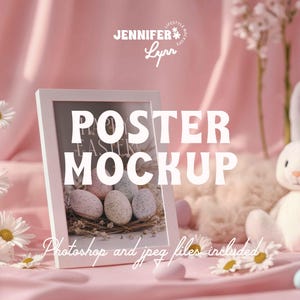 Easter Poster Mockup | 1st Birthday Pink Poster Mockup | Digital Download, Customizable Art Template for Baby Girl Celebrations