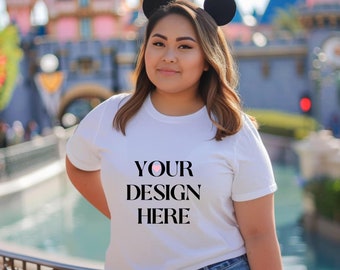 White Shirt Mockup: Bella Canvas 3001, Diverse Model (Digital Download)