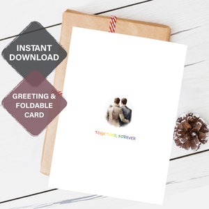 LGBTQ Pride Karte, Regenbogen Jahrestag & Gay Hochzeitsfeier - Sofortiger Download Queer Love Postkarte als Geburtstagsgeschenk