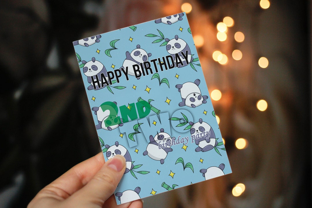 Panda Printable Birthday Card for Kids Instant Download, Digital &amp; Personalized Animal Lover ...