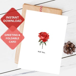 Gepersonaliseerde rozenkaart, aangepaste digitale download kaart vriendschap en stel, attent lastminutecadeau voor hem, haar, vriend, man, vrouw