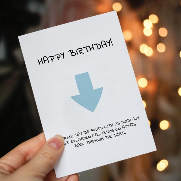 Avatar-Inspired Birthday Greeting Card, Joyful Appa Sky Adventure, Perfect for Comic Book Fans & Friends, Digital Download