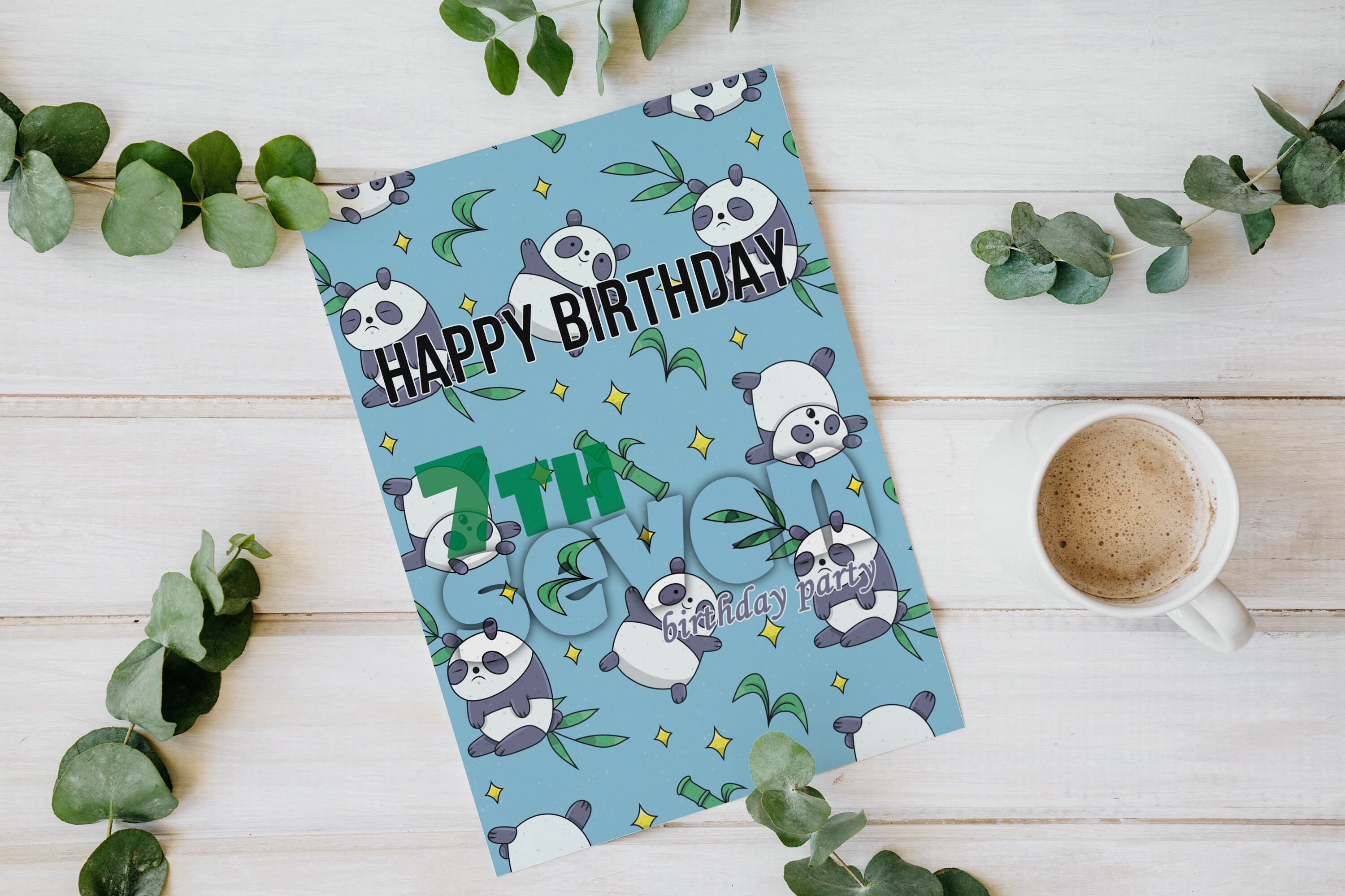 Panda Printable Birthday Card for Kids Instant Download, Digital ...