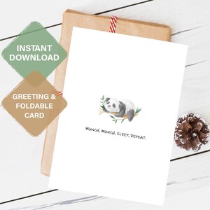 Cartão Panda personalizado para impressão, saudação personalizada para amigos e casais, presente de última hora para ele, ela, marido ou namorado, download digital