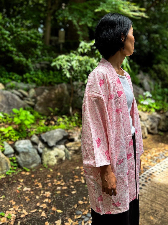 PINK WOMAN's HAORI Jacket, Haori Jacket, Kimono Jacket, Handmade in Japan