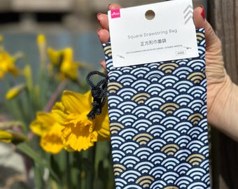 日本の青海波波巾着バッグ - 小さな布製ポーチ