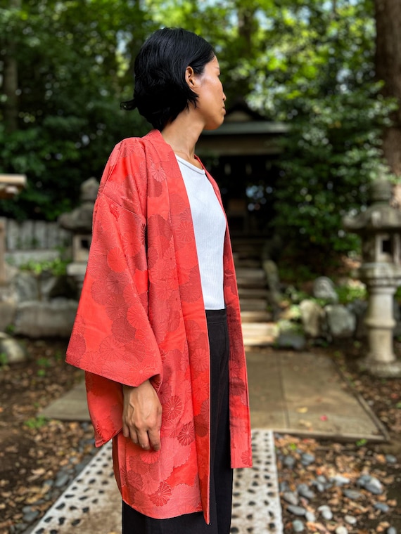 ORANGE WOMAN's HAORI Jacket, Haori Jacket, Kimono Jacket, Handmade in Japan