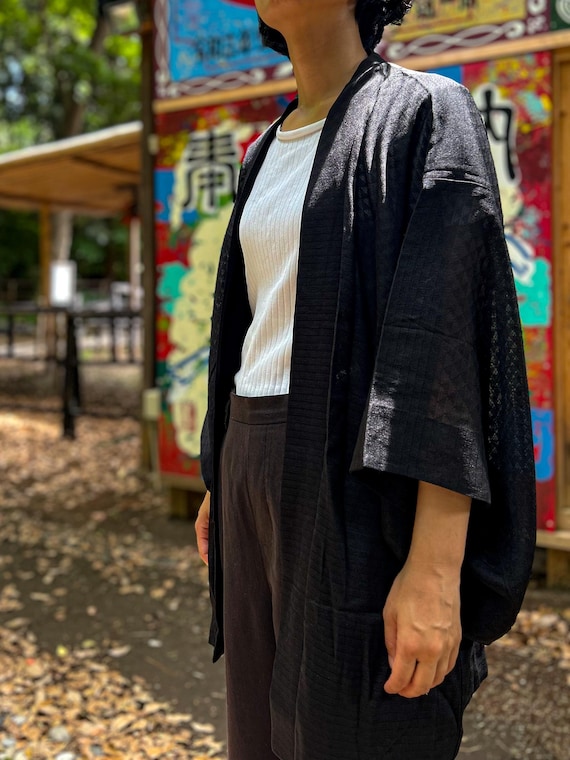 BLACK WOMAN's HAORI Jacket, Haori Jacket, Kimono Jacket, Handmade in Japan