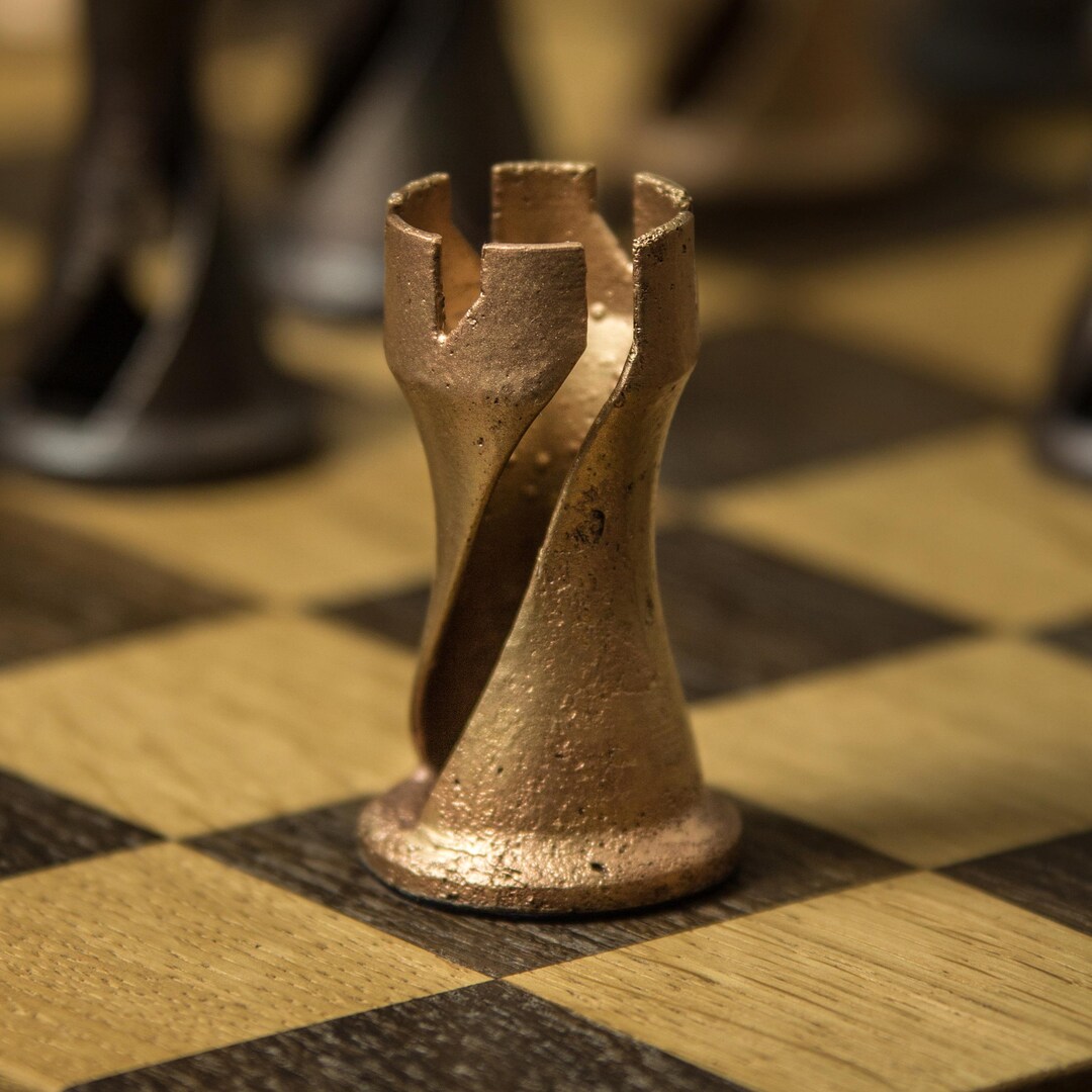 Chess Piece Rook Made of Cast Bronze - Etsy