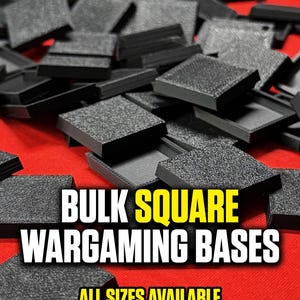 Fyrkantiga miniatyrbaser för krigsspel i bulk | Flera storlekar | 20 mm till 180 mm | Kompatibel med Warhammer Fantasy