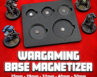 Wargaming Base Magnetizer Tool | 25mm 28mm 32mm 40mm 50mm Miniature Base Magnet Jig | Warhammer Compatible Hobby Tool