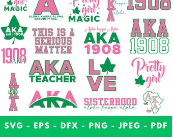 AKA Png, AKA Svg, Aka Letters Svg, Alpha Kappa Alpha Sorority Svg, Greek Alphabet, Greek Letters Cricut, Large Greek Letters, AKA 1908 svg