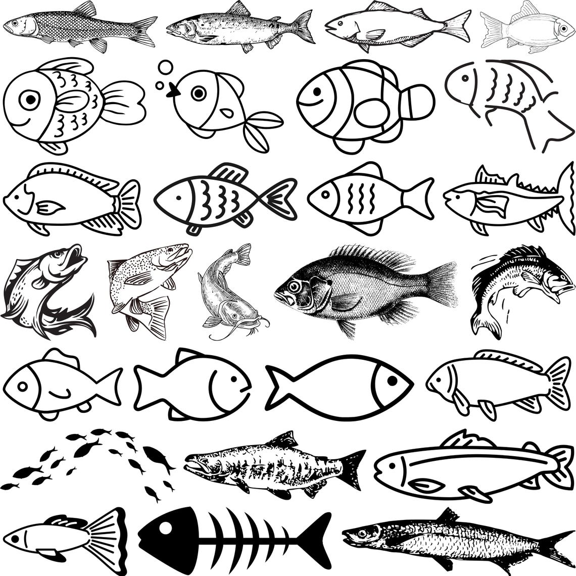 Fish SVG Bundle, Fish SVG Cut Files for Cricut, Fish Silhouette, Fish ...