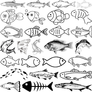 Fish SVG Bundle, Fish SVG Cut Files for Cricut, Fish Silhouette, Fish Vector, Fisherman Decal, Fisherman Cut Files, Fishing Silhouette