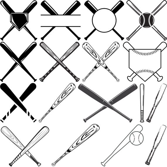 Baseball Bat SVG, baseball monogram svg, crossed baseball bats svg, Sports Svg, Baseball Cricut, Baseball Bat Vector,Baseball Bat Silhouette