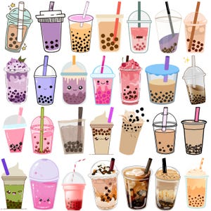 Kawaii Bubble Tea SVG, Boba Tea Clipart Bundle (Digital Download)