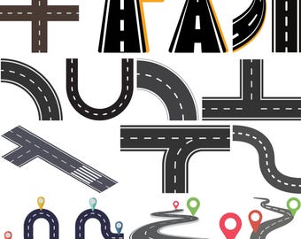 Road Svg Bundle, Road Clipart, Road SVG Cut Files for Cricut, Highway Svg, Curved Road Svg, Road Vector, Road silhouette, City Road svg