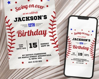 Baseball birthday invitation template, Rookie of the year invite, Baseball birthday party invite