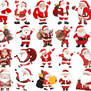 Bundle SVG père Noël, clipart père Noël, vecteur père Noël, Silhouette père Noël, père Noël visage Svg, contour père Noël,