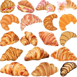 Croissant Svg Bundle, Croissant Clipart Png, Croissant Outline, Croissant Silhouette, Pastry and bakery , French Pastry Clipart.