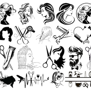 Hairdresser SVG Bundle, Hair Salon Svg, Hairdresser Clipart, Hairdresser Silhouette Svg, Hairstylist Svg, Makeup Haircut Svg, Barber Cricut