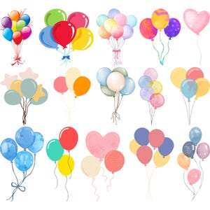Balloons svg bundle, Balloons Clipart, Balloon Birthday Party Celebration PNG, Balloons Cartoon, Svg for Cricut, Silhouette, Party Balloons
