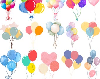 Balloons svg bundle, Balloons Clipart, Balloon Birthday Party Celebration PNG, Balloons Cartoon, Svg for Cricut, Silhouette, Party Balloons