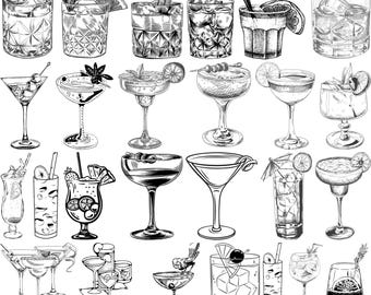 Cocktail SVG Bundle, Cocktail vector, Cocktail cut files, Cocktails for Cricut, Drinks svg, Cocktail Clipart, Shot Glass Svg,