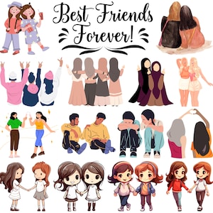 Best Friend Svg Bundle, Friends Clipart, Friends Cut Files For Circurt, Besties Svg, Female Friendship Svg, Bff Svg, Bestie Clipart