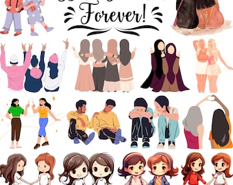 Best Friend Svg Bundle, Friends Clipart, Friends Cut Files For Circurt, Besties Svg, Female Friendship Svg, Bff Svg, Bestie Clipart