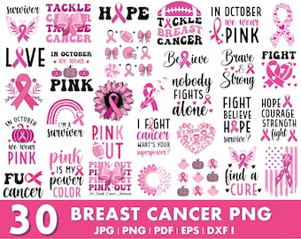 Paquete de svg de cáncer de mama, svg de lucha contra el cáncer, svg de octubre rosa, concientización sobre el cáncer de mama, svg de lucha contra el cáncer de mama, svg de cinta rosa,