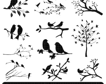 Bird on branch svg bundle, Bird on tree svg, Tree branch svg, Birds on branch png, Flock of birds svg, Swallows on branch svg, Love bird svg
