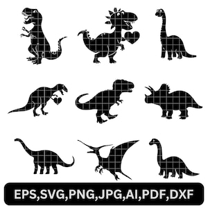 Niedliche Dinosaurier-Svg, Dinosaurier-Silhouette-Svg, Dinosaurier-clipart, Dino-Svg, Kinder-Dinosaurier-Svg, T-Rex-Svg, All-in-One-Svg-Dateien