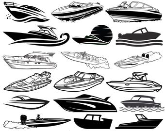 Speed Boat SVG Bundle, Speed Boat png, Speed Boat vector, Motor Boat svg, Speed Boat Silhouette, Cruise Ship Svg, Bass Boat clipart,