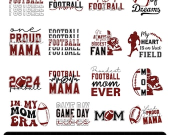 Football Mom SVG Bundle, Football Shirt Design, Game Day Svg, Football Quotes PNG, Touchdown Clipart, Sports Mom SVG, Cheer Mom Cut File