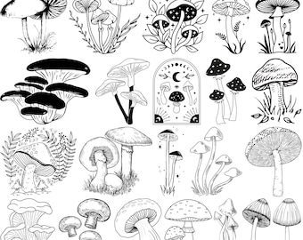 Mushroom Svg Bundle, Magic Svg, Mystic Mushroom Png, Mushroom Clipart, Mushroom Cut Files For Cricut, Floral Mushroom Clipart,