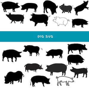 Cerdo SVG, Vector de cerdo, Silueta de cerdo SVG, Vector de silueta de cerdo, Cerdo Png, Clipart de cerdo, Cerdo digital, Granja Svg, Vector de dibujos animados, Cara de cerdo Svg