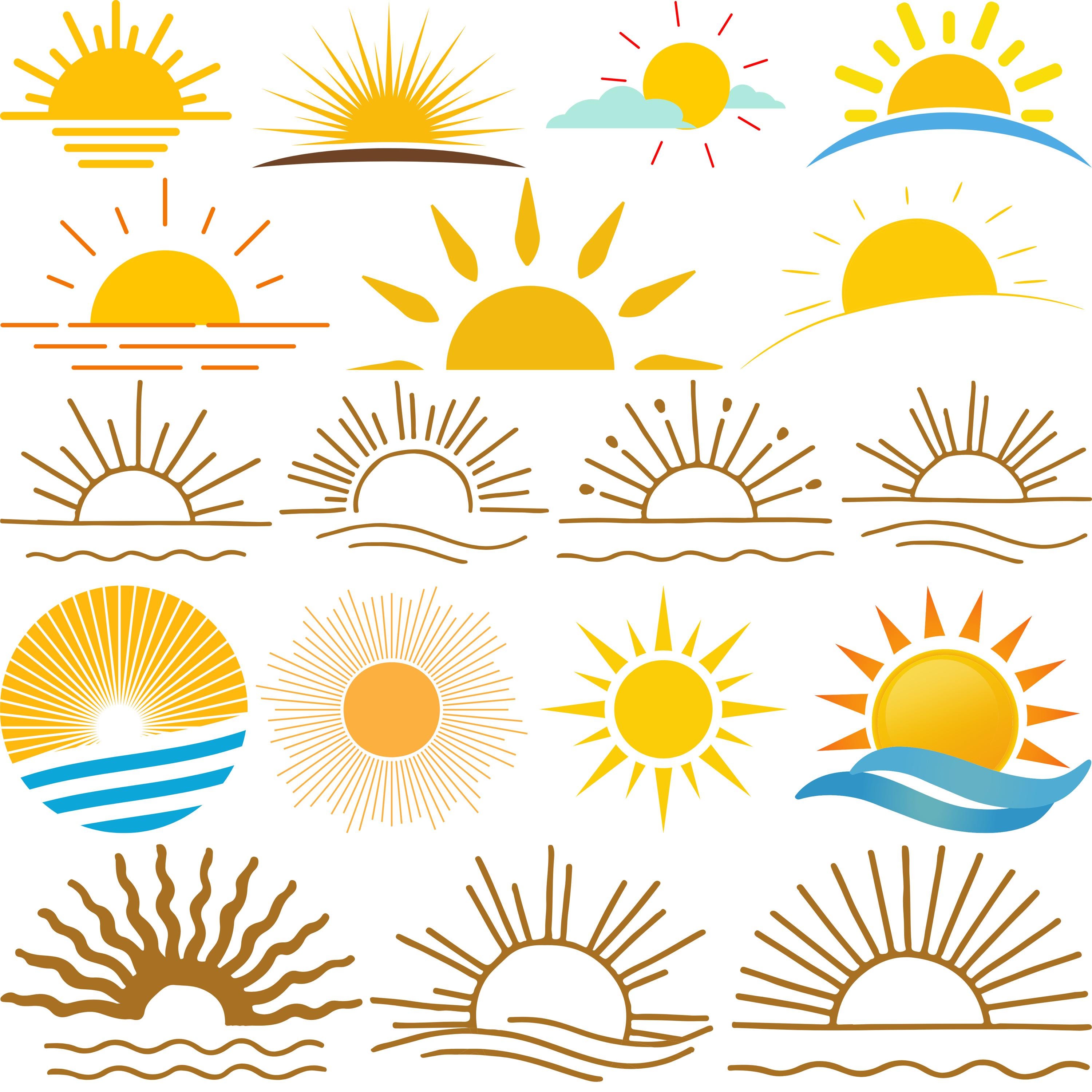 Sunrise Svg Bundle, Sunlight Clipart, Sunshine Svg Bundle, Sunrise ...