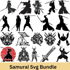 Samurai Svg Bundle, Samurai Vector,  Samurai Silhouette, Samurai Clipart, Samurai SVG Cut File, Japanese Culture Figures Svg Bundle,