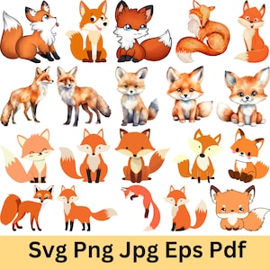 Bundle svg renard, renard coupé, Silhouette renard, fichier Svg renard pour Cricut, renard des cliparts, svg animaux de la forêt, dessins de renard,