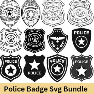 Police Badge Svg Bundle, Badge Silhouette, Security Badge Vector, badge Cut Files. Security Badge Svg, Easy Cut Police Officer Badge svg,
