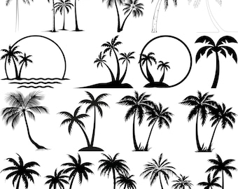Palm Tree Svg Bundle, Palm Tree Silhouette, Palm Tree Cut Files For Circut, Palm Tree Clipart, Beach Life Svg, Tropical Palm Svg,