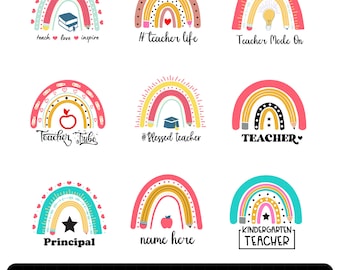 Teacher rainbow svg png, Back to school svg, Teacher life rainbow svg, Teach love inspire, Rainbow svg, Instant Digital Download
