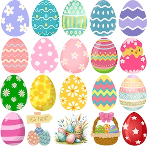 Easter Egg Bundle SVG, Easter Egg Silhouette, Cute Easter Egg Clip Art, Happy Easter Vector, Egg Clipart, Cut For Cricut, Happy Easter