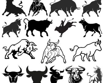 Bundle SVG de taureau, Silhouette de taureau, tête de taureau Svg, Svg de taureau en colère, fichier Circut, taureau SVG coupe fichiers pour Cricut, Svg de corne de taureau,
