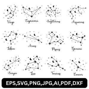 Zodiac sign svg, Horoscope sign png, Astrology sign svg, Stars sign svg, Cut files, Cricut files